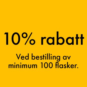 10% rabatt ved bestilling av min. 100 flasker