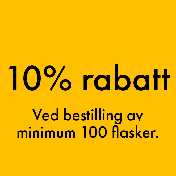 10% rabatt ved bestilling av min. 100 flasker