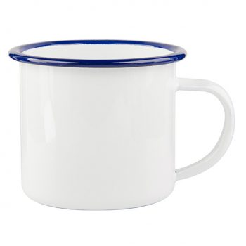 Emaljekopp med blå kant 48stk