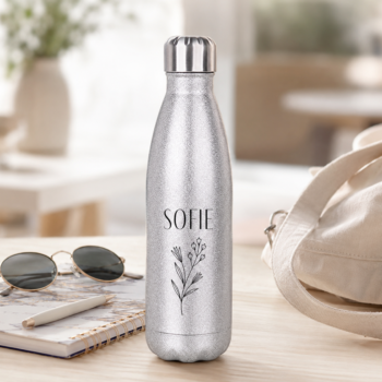 Flaske Metall Sølv Glitter sublimering 500ml 10stk