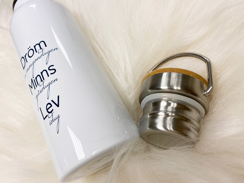 Flaske metall Hvit m/Bambus lokk 500ml 10stk - Bilde 9