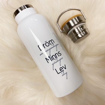 Alternative view of Flaske metall Hvit m/Bambus lokk 500ml 10stk