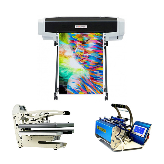 Sawgrass 8 farger VJ628 HD pakke med kopper - flasker - fotoplater - skilt - tekstiler - varmepresse (42x42cm) - koppepresse