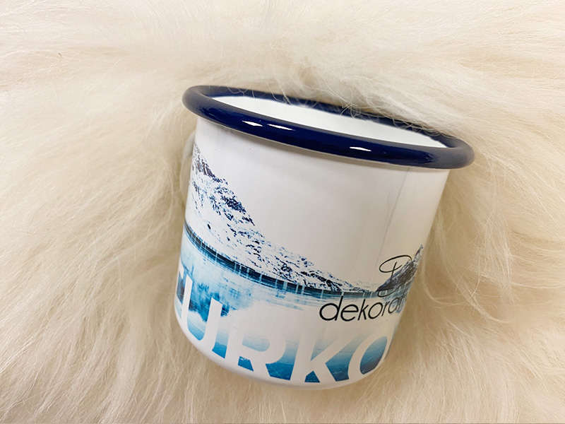 Emaljekopp med blå kant 48stk - Bilde 12