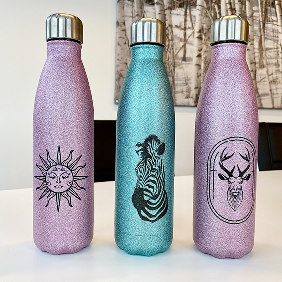 Flaske Metall Rosa Glitter 500ml - 10stk - Bilde 2