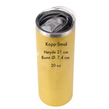 Kopp smal gull glitter med mål