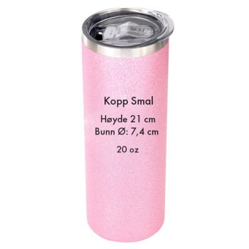 Kopp smal rosa glitter med mål