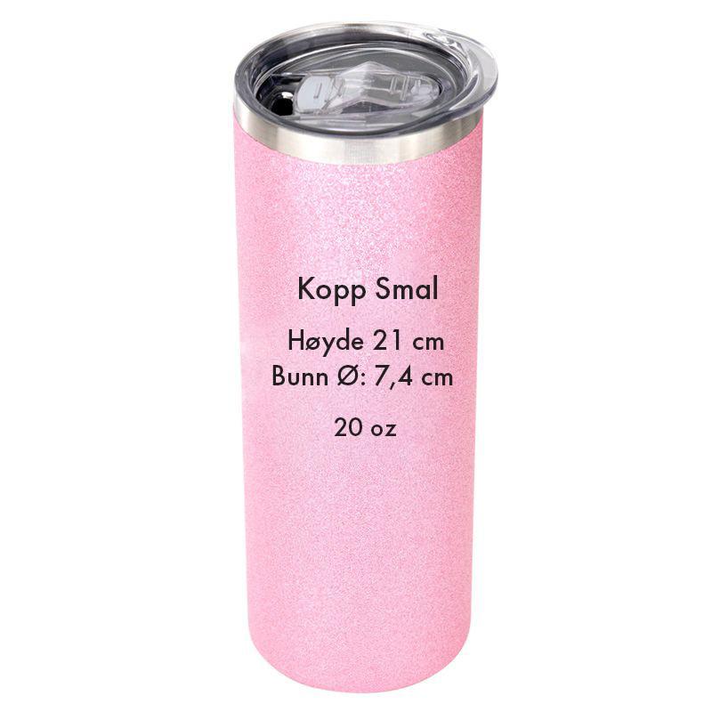 Kopp smal rosa glitter med mål