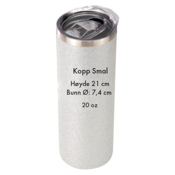 Kopp smal sølv glitter med mål