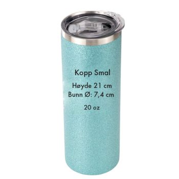 Kopp smal turkis glitter med mål