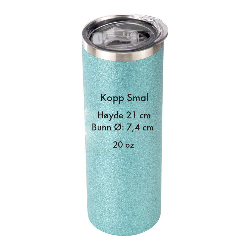 Kopp smal turkis glitter med mål