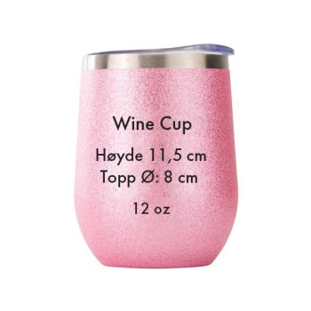 Rosa glitter vinbeger med mål