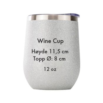 Sølv glitter vinbeger med mål