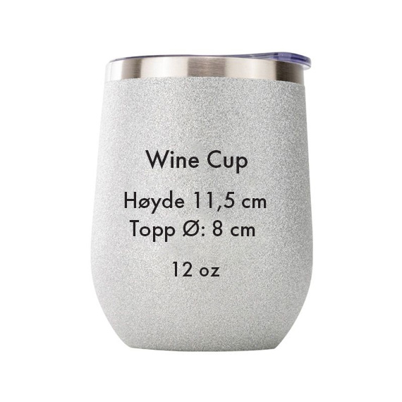 Sølv glitter vinbeger med mål