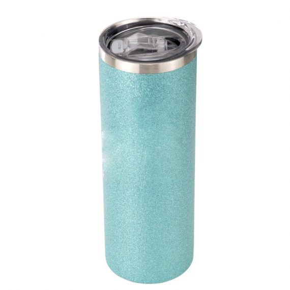 Kopp Smal Glitter turkis med lokk 10stk