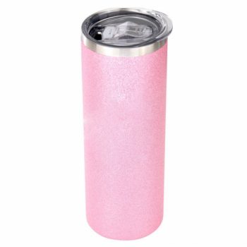 Kopp Smal Glitter rosa med lokk 10stk