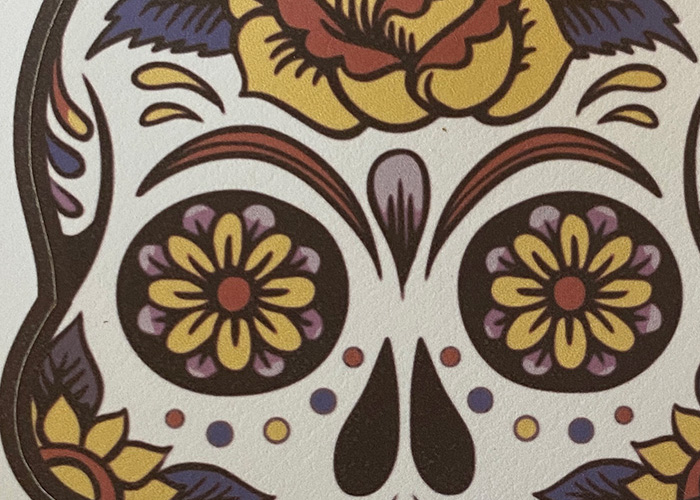 Nærbilde av sukkerskalle trykk