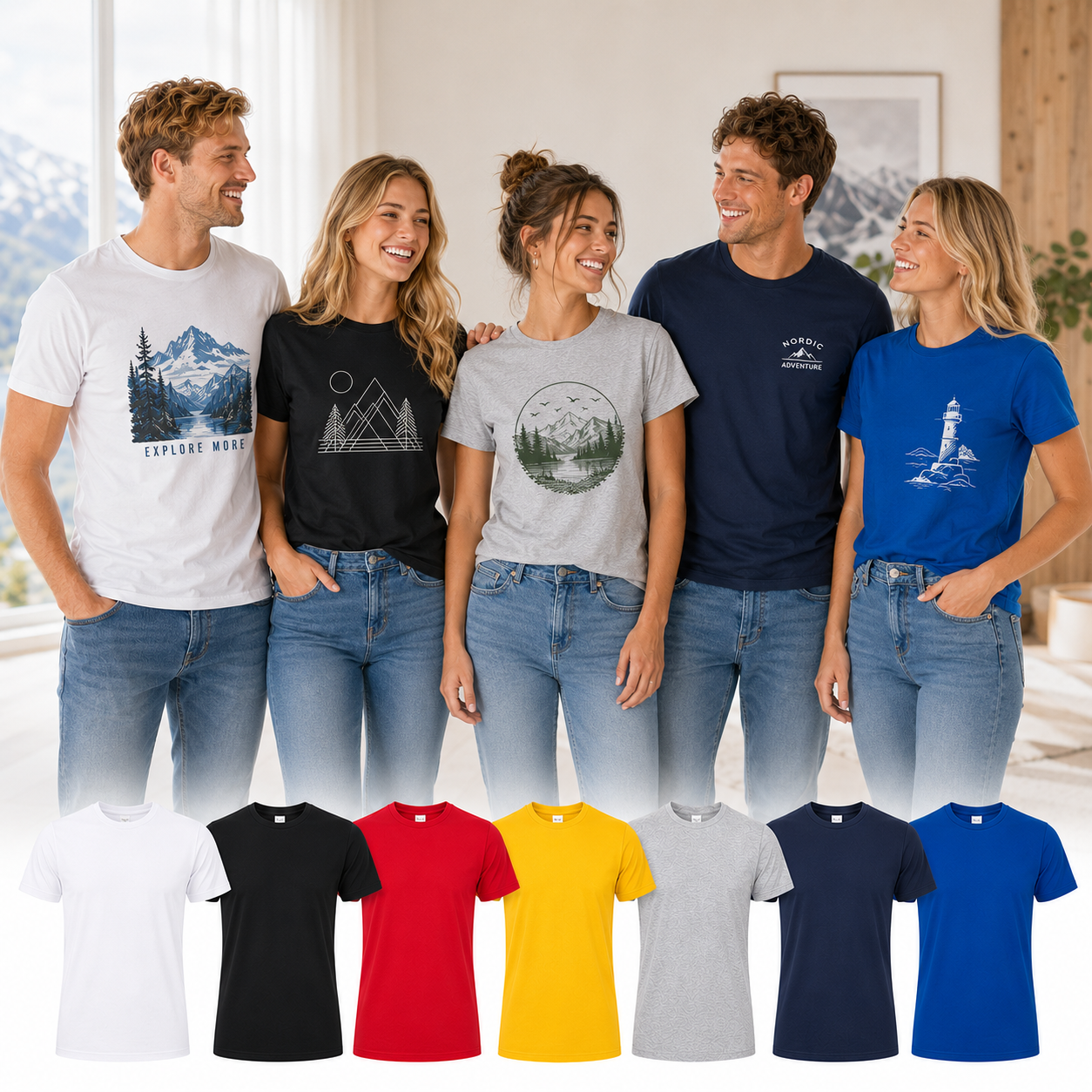 Bomulls t-skjorter unisex 10 pk