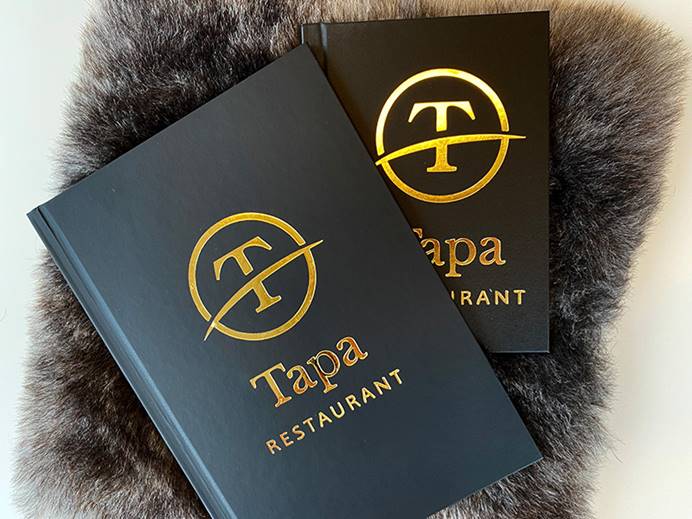 Sorte menyer med trykk