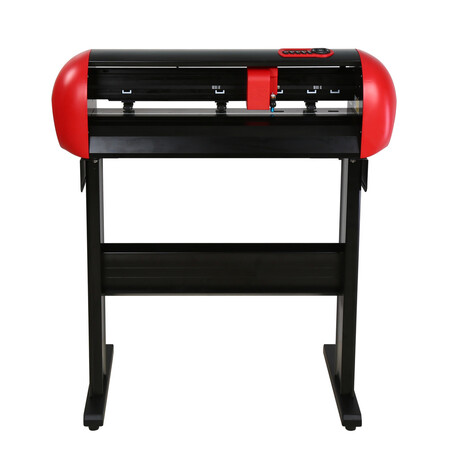 Rød og sort foliekutter sett rett forfra