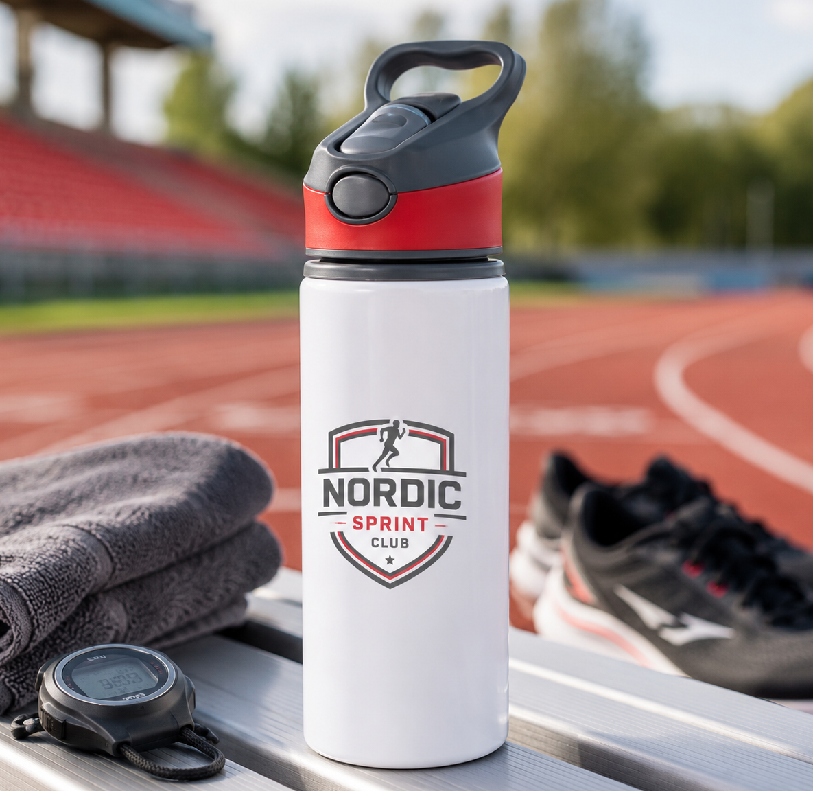 Sportsflaske 600 ml m/rød kant – 10stk
