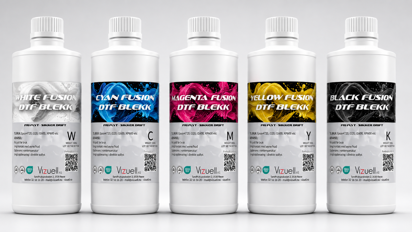 Fusion DTF blekk (WCMYB) 1 kg